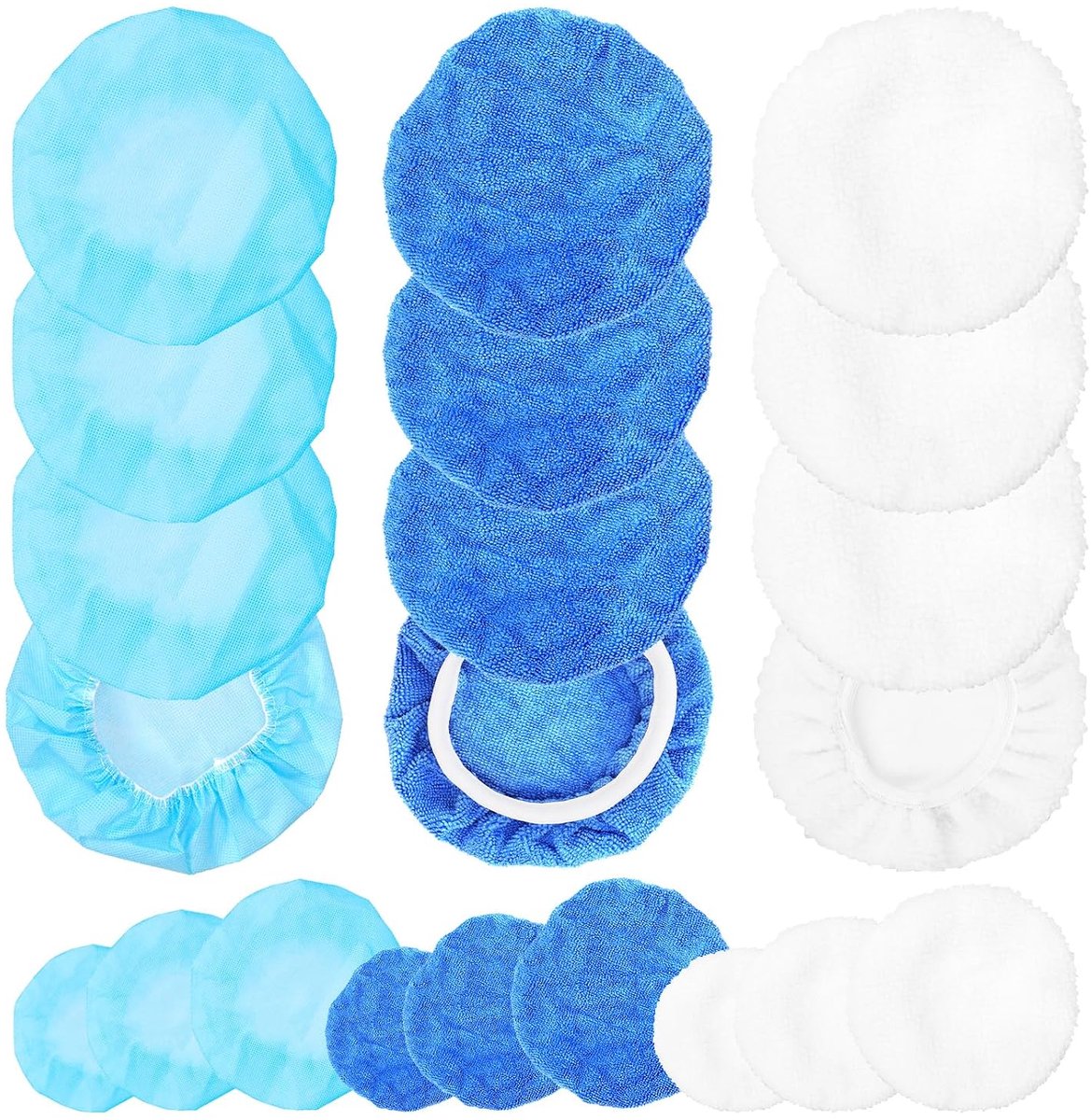 12 stuks 3 materialen, 12 stuks 12 tot 6 inch bufferpads, 4 stuks, microvezel, coral fleece, wol, niet geweven, autobuffers, motorkap, schrobkussen, polijsten motorkap, wax covers kit