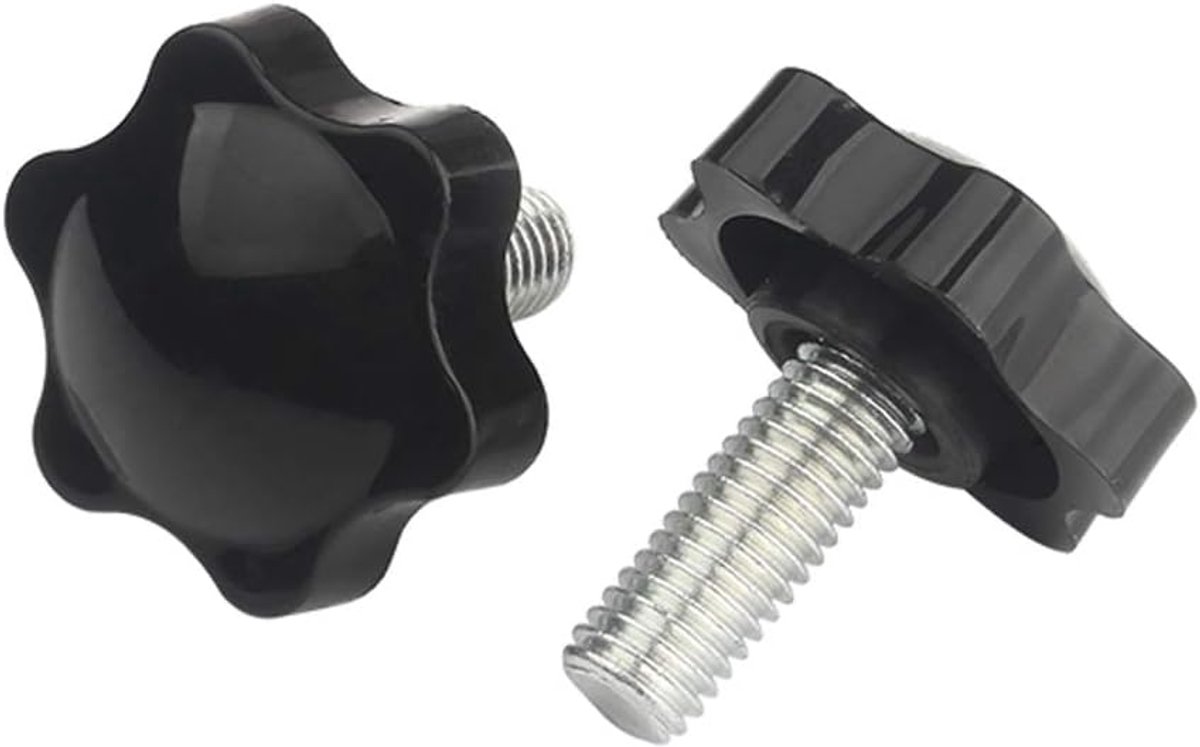 Vingerschroeven Zwart Ster Vorm Hoofd M4 Draad Klem Knop Vorm Knop Handvat Handgreep Star Knob voor Machine Tool, M4×10mm,10 pcs