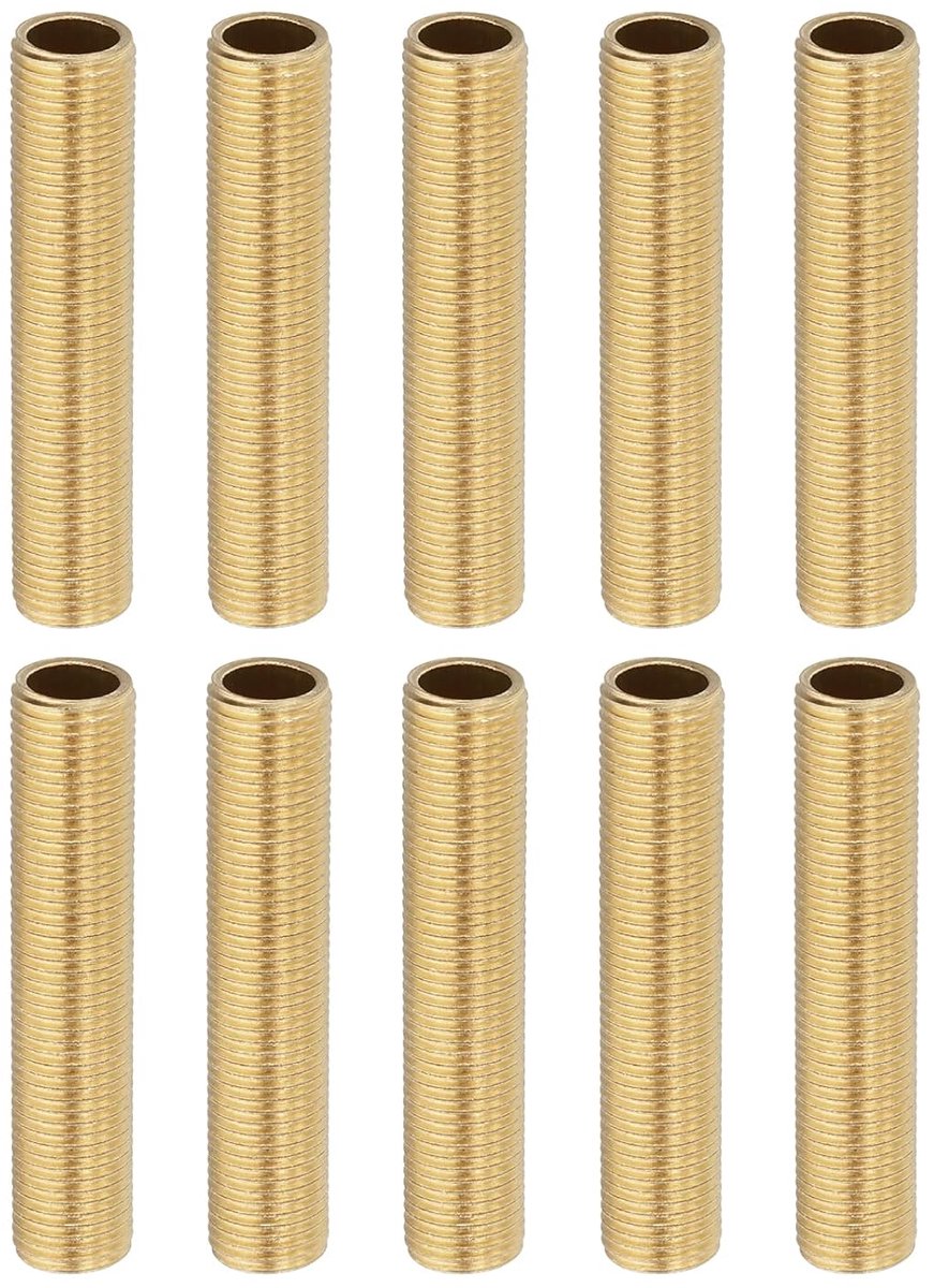 Schroefdraadfitting M10 van messing voor lampen, 10 stuks, 50 mm lang, adapterkoppeling, verbindingsstuk, accessoires hardware voor reparatie van doe-het-zelf lampen, lampen