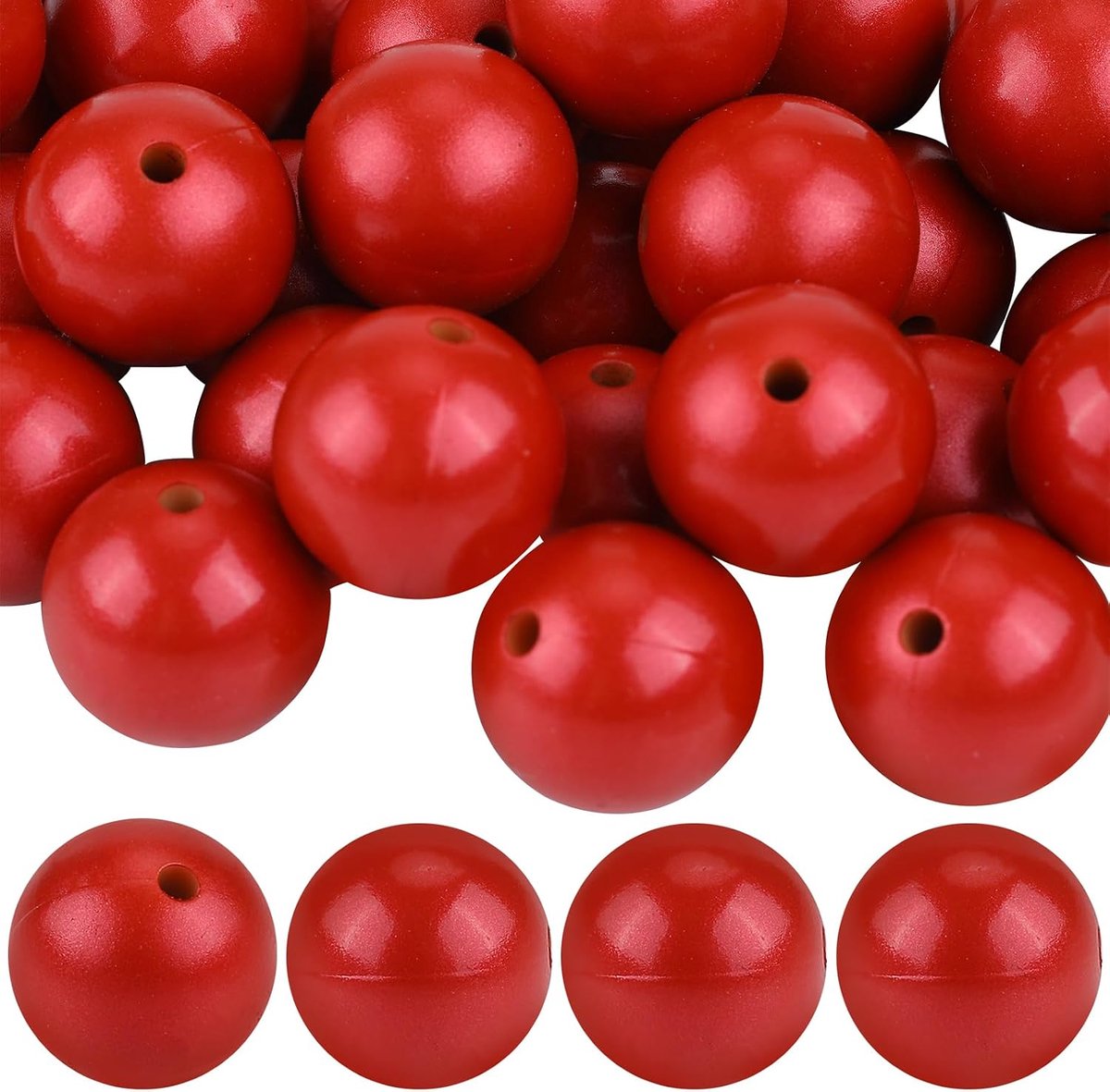 50 stuks 15 mm ronde siliconen kralen, brandrubberkralen voor pennen, kralen, doe-het-zelf sieraden, halskettingen, armbanden, sleutelhangers (vuurvaste baksteen)