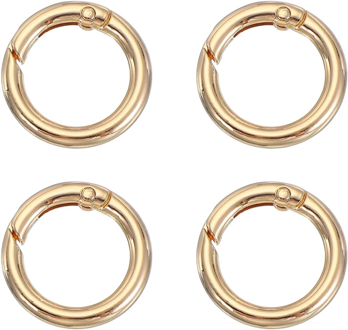 Spring O-ringen, 4 stuks 1 inch metalen ronde clips sleutelhangers klikgesp sluitingen voor sleutelhangers tassen portemonnees riemen hondenriemen doe-het-zelf ambachten, licht goud 25 mm