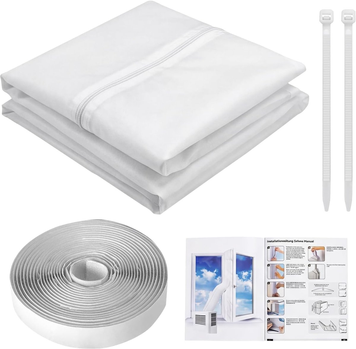 Airconditioner Window Kit, Hot Air Stop Air Exchange Guards met ritssluiting, afdichting waterdicht, 400CM