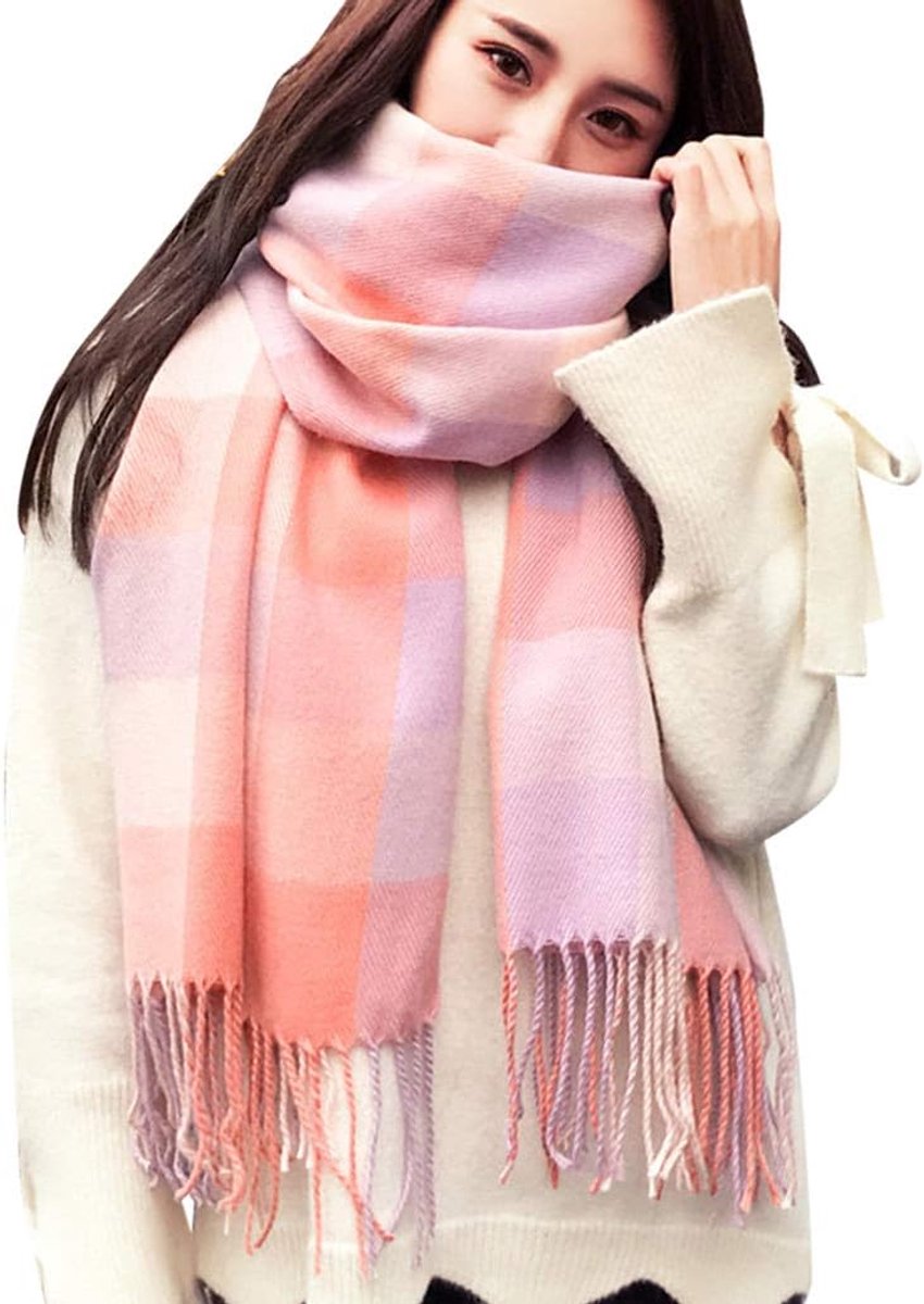heekpek Dames geruit oversized kasjmier sjaal lange zachte wraps dames geruit oversized sjaal lange sjaal voor herfst en winter