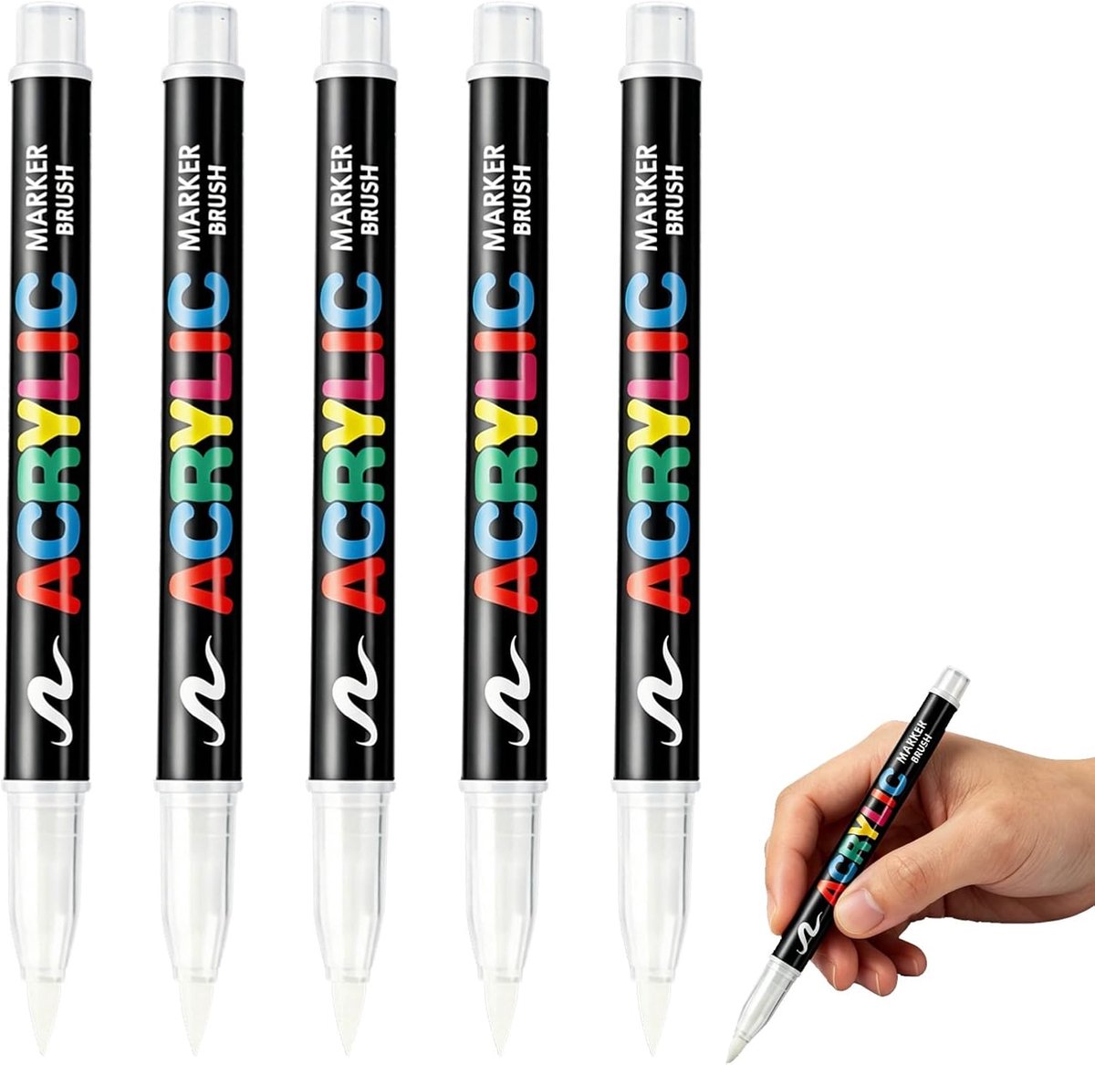 Textielstiften set van 5 - witte stofstiften - wasmachinebestendig - perfect voor creatieve ontwerpen - ShopVlot