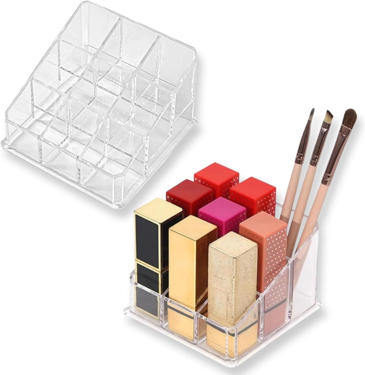Lipstick organizer 9 vakken - transparant acryl - voor cosmetica op tafel - ShopVlot