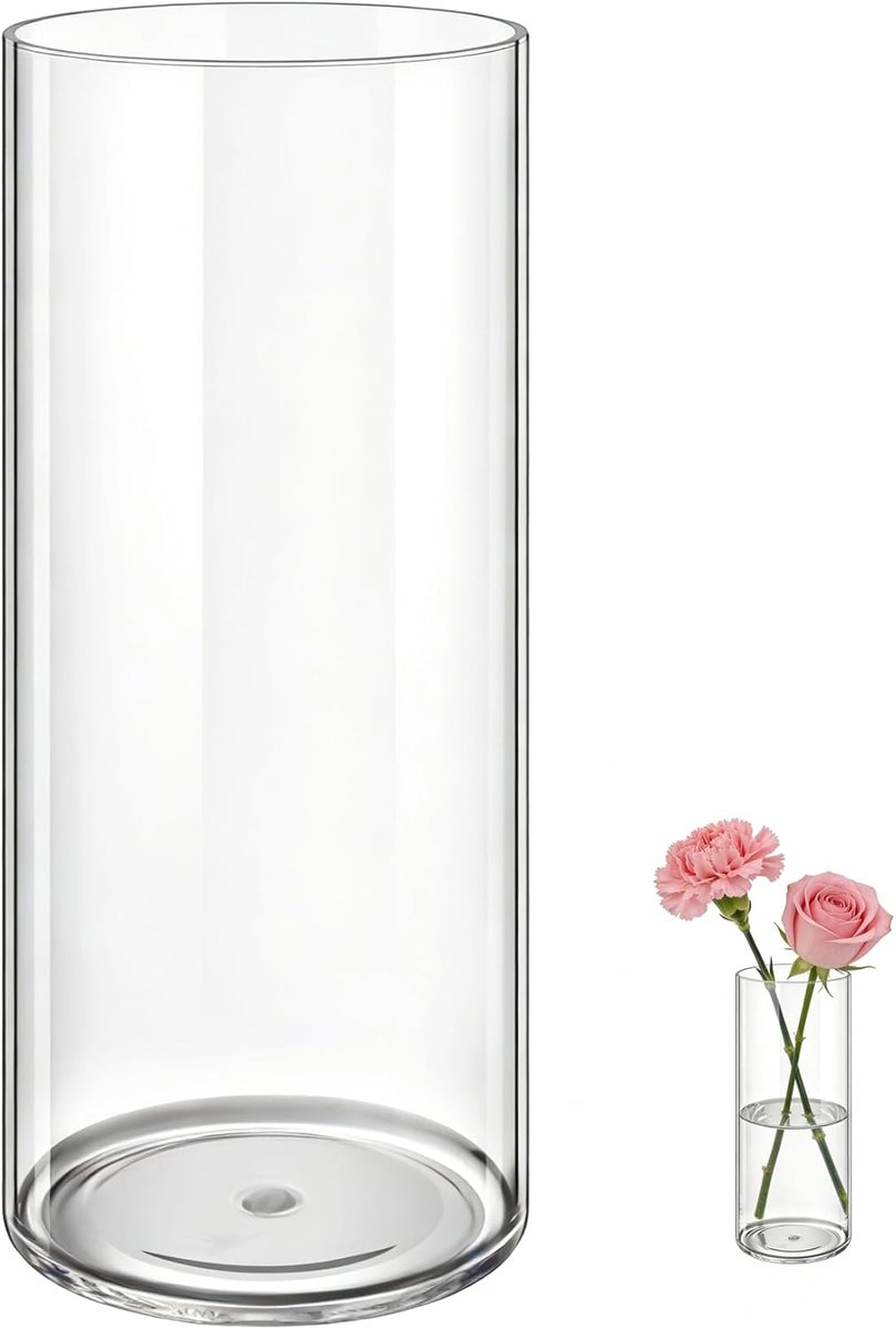 Ronde Acrylvaas 10cm - Transparant - Lichtgewicht en Schokbestendig - Perfect voor Bloemdecoratie - ShopVlot