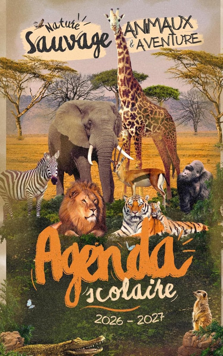 Agenda scolaire 2026 2027 A5 - dieren in de natuur - één pagina per dag - praktisch voor schoolwerk - ShopVlot