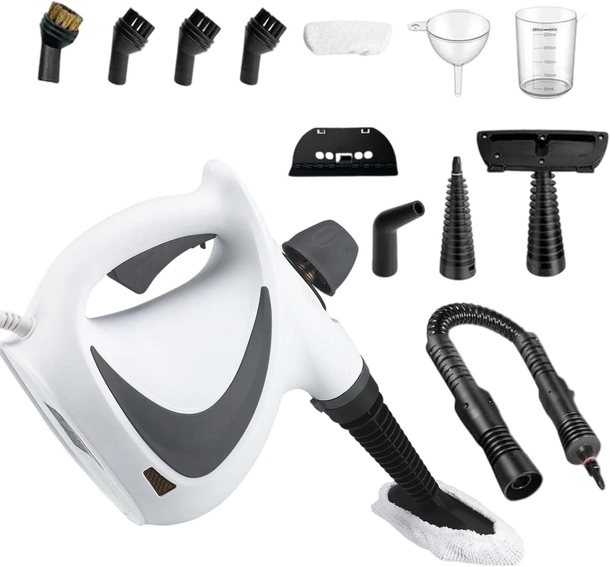 Handstoomreiniger - Stoomreiniger Huis - Hygiënisch Reinigen - 12 Accessoires - 250 ml - Wit