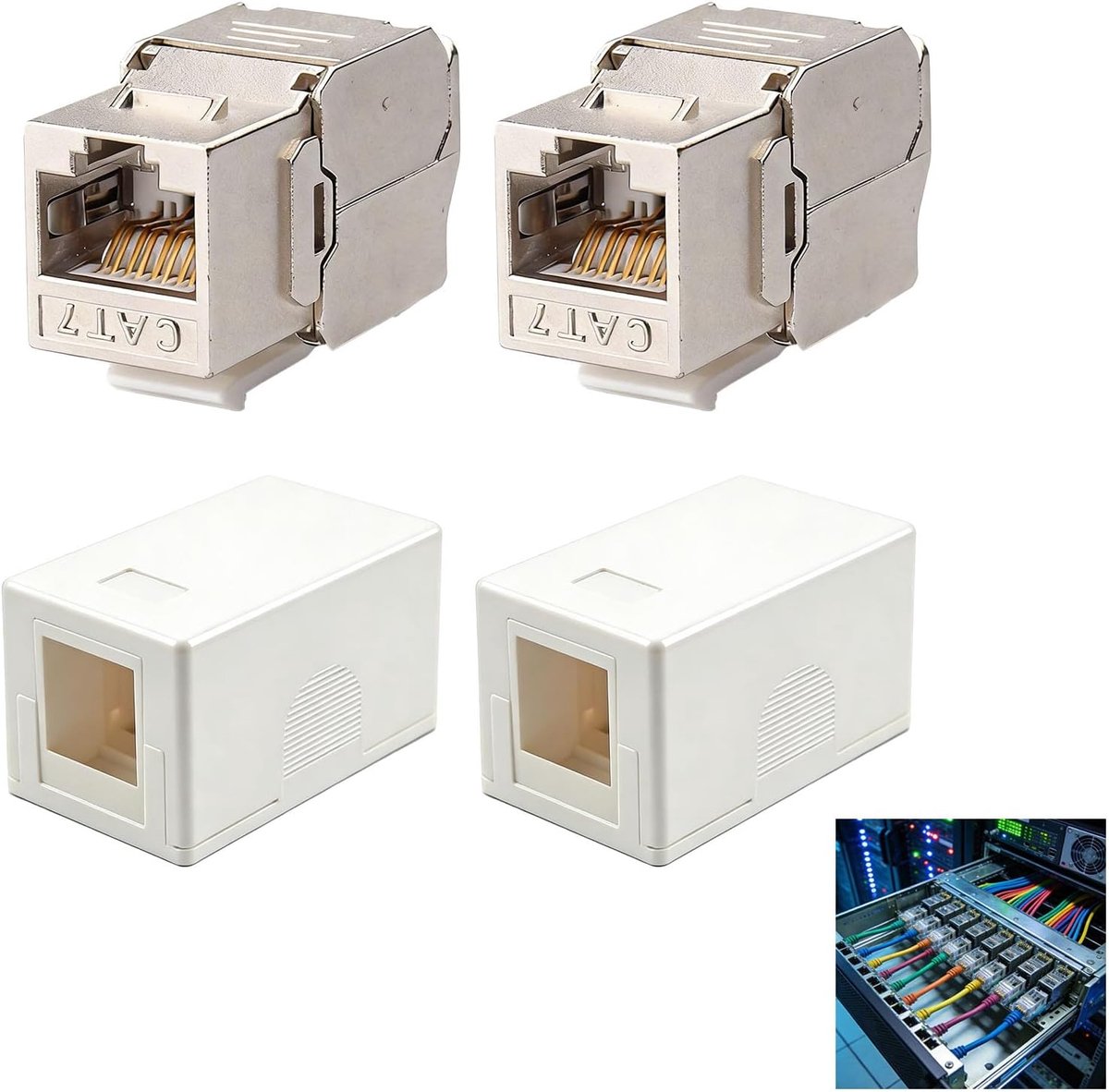 Opbouwnetwerkdoos 1-poort - incl. 2 vergulde RJ45-modules - 10 Gbit/s - efficiënte installatie voor LAN-netwerken - SnelShoppen