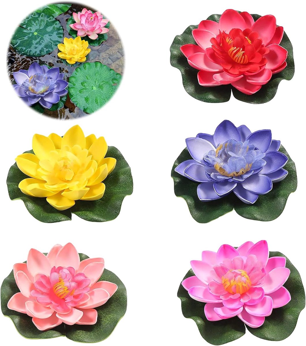 V drijvende bloemen - kunstmatige waterlelies - kleurrijk - voor een natuurlijke uitstraling in uw vijver - SnelShoppen