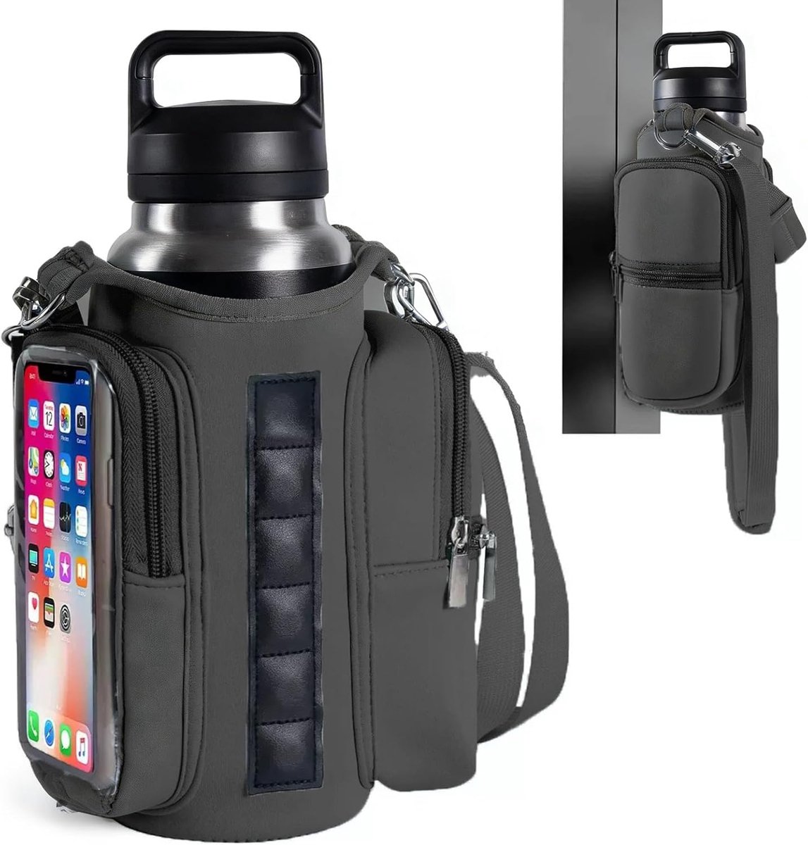 Sporttas met magnetische waterfleshouder - Zwart - multifunctioneel - ideaal voor fitness - SnelShoppen
