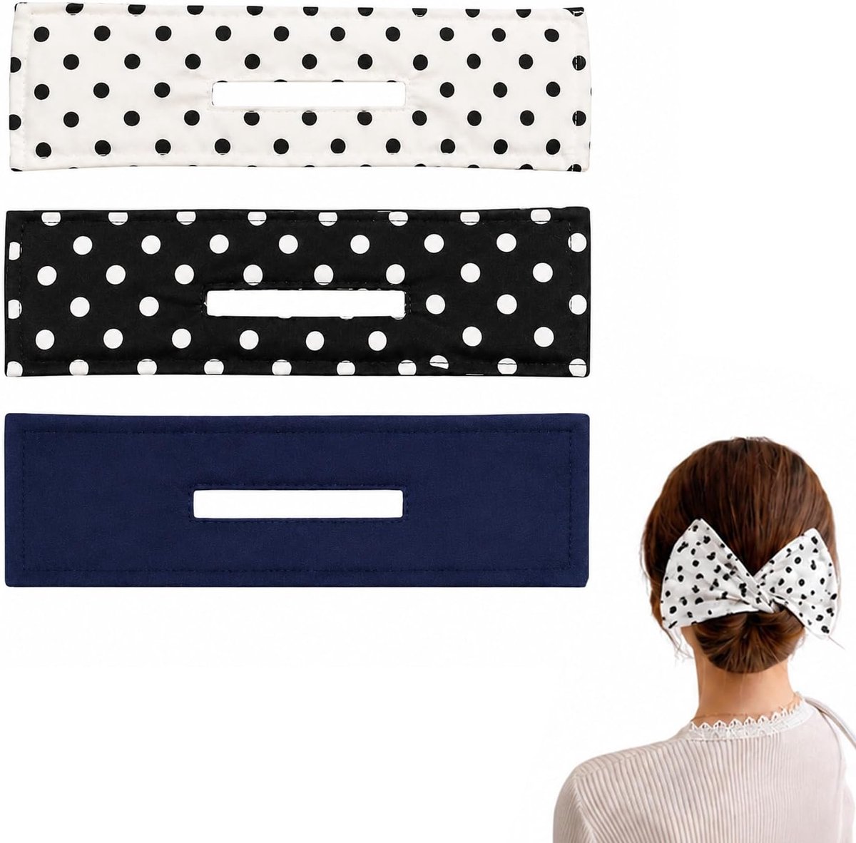 Accessoires voor knot haar 3 stuks - gestippeld - snelle haarstijl - ideaal voor dames - SnelShoppen