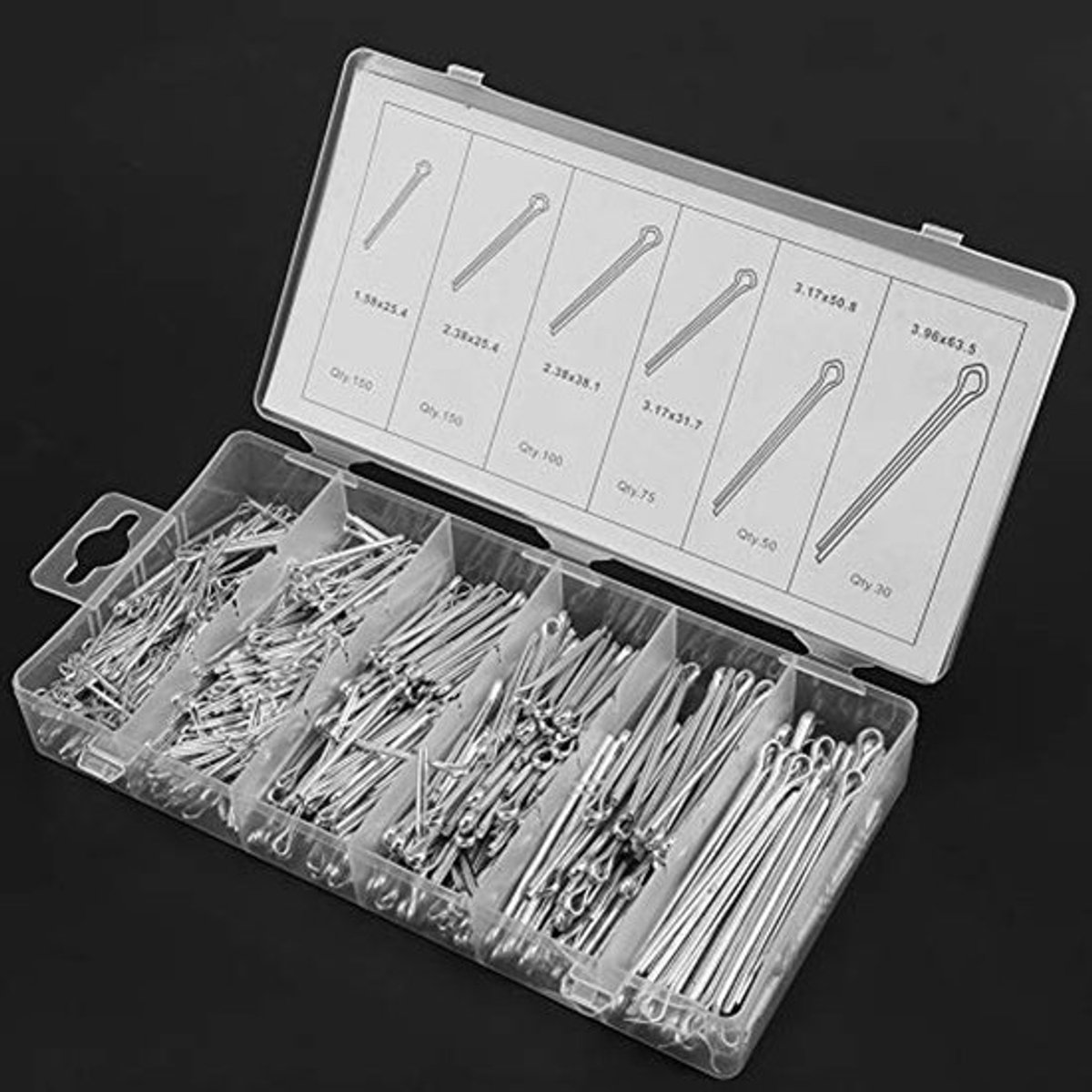 555Pcs Cotter Pin Assortiment, Cotter Pins Pens Kit Mechanische Trekhaak Haar Trekker Fixeer Clip Kit met Koffer Industriële Tool Cotter Pins voor Garage