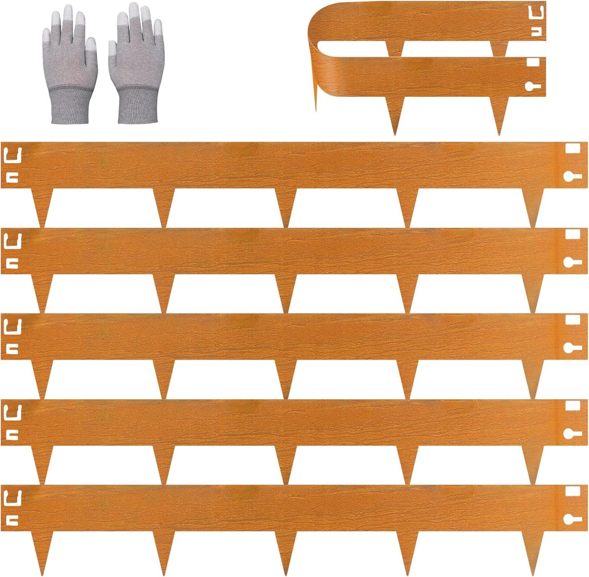 Corten staal tuinrand 6 stuks - 106 x 16 cm - weerbestendig - ideaal voor bloembedden - ShopVlot