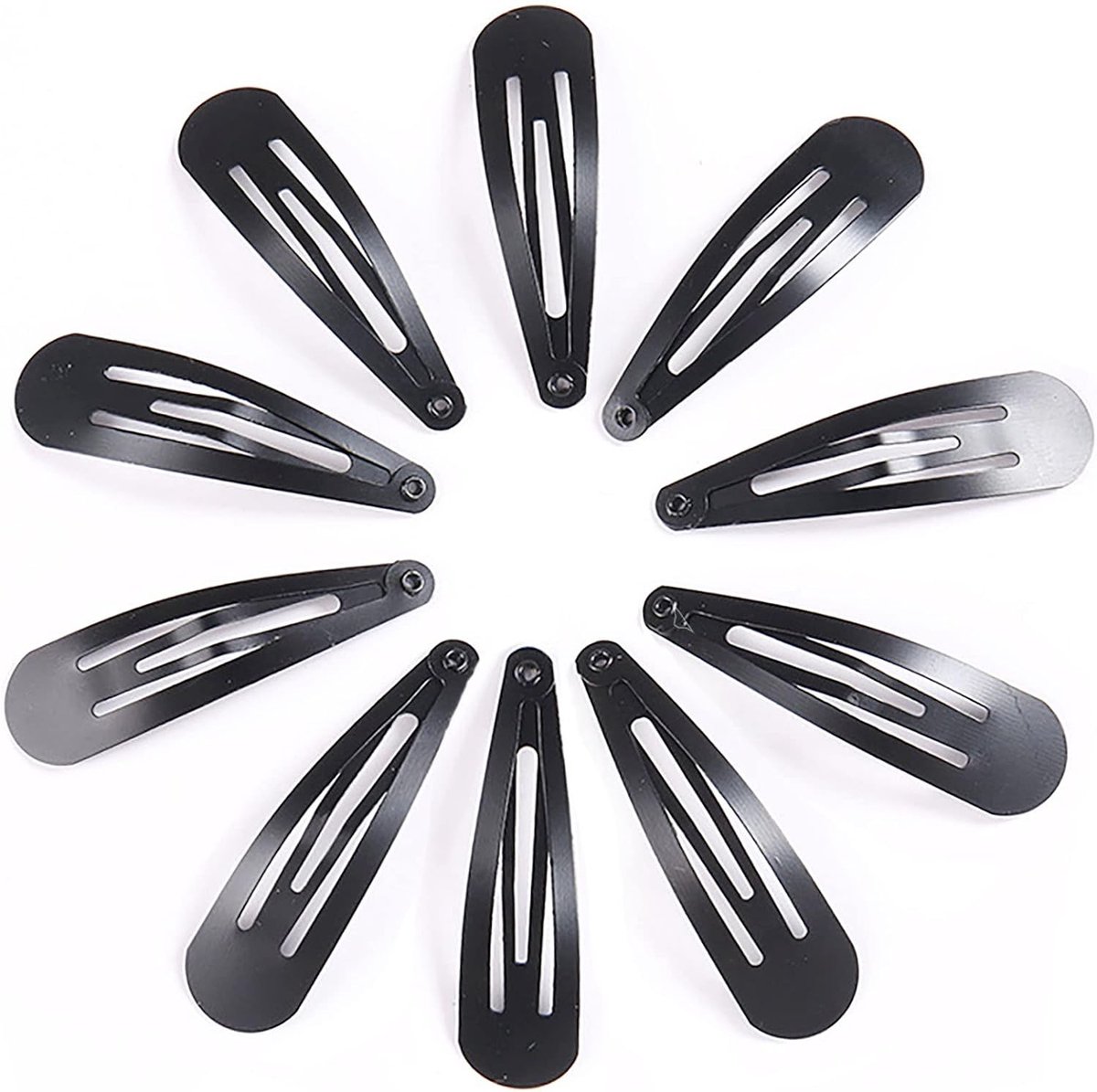 Haarclips 5 cm - Metalen waterdruppelvorm - Zwart - Ideaal voor alle haartypes - ShopVlot