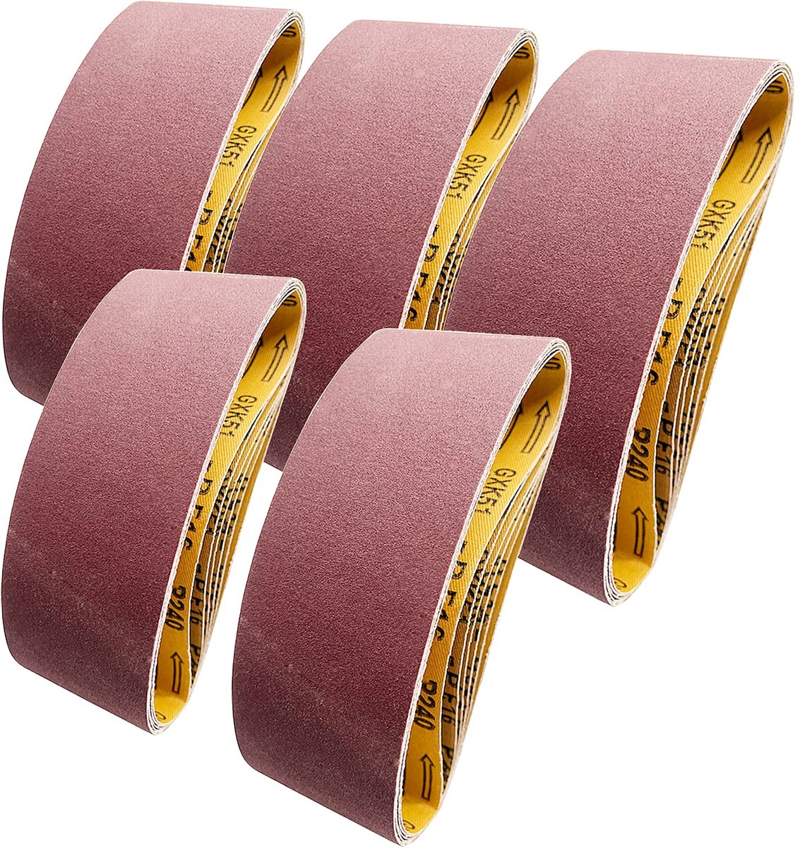 Schuurbanden set 75 x 533 mm - 15 stuks - 3 x korrel 80/120/150/240/400 - voor schuren en slijpen - ShopVlot