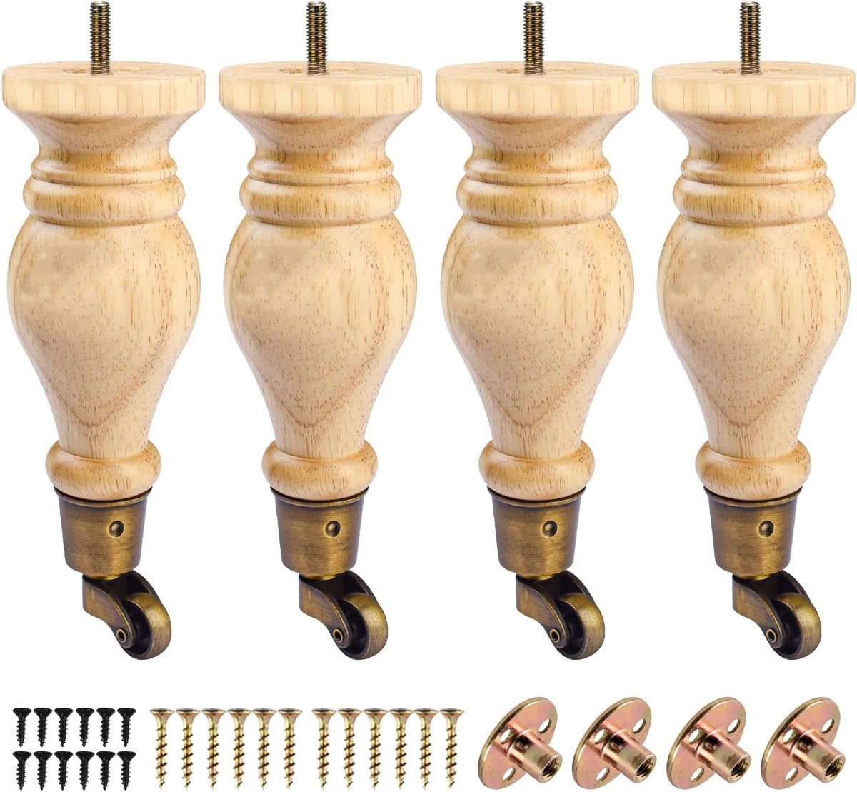 Houten meubelpoten 22cm - Eucalyptus hardhout - 4 stuks - Perfect voor meubels - ShopVlot