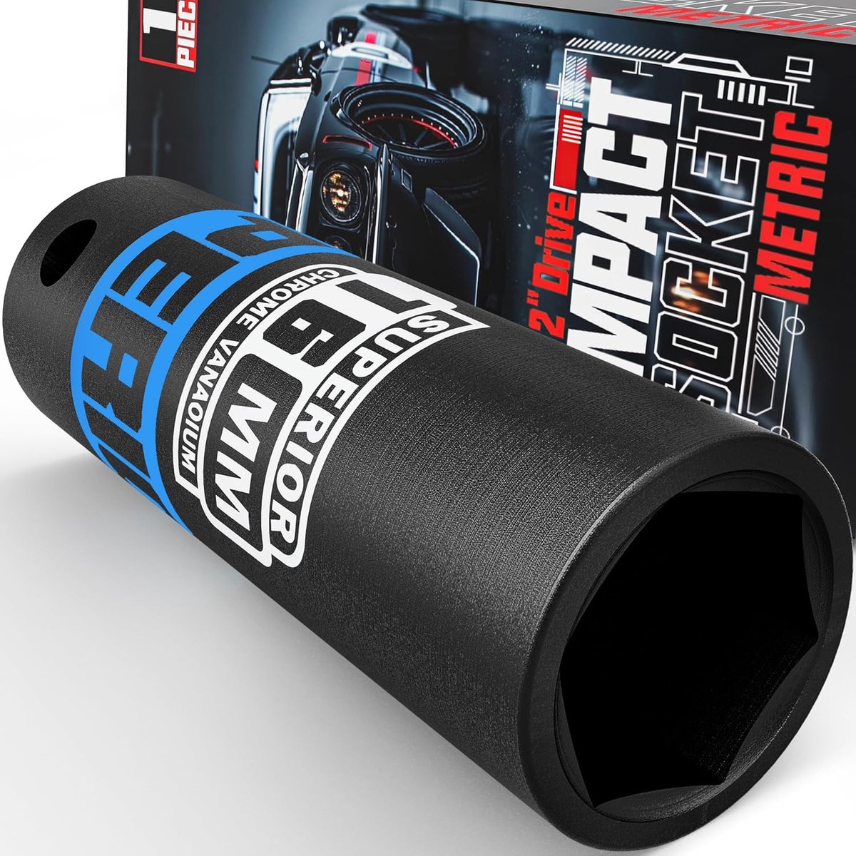 1/2" diep impact dop 16mm - chrome vanadium staal - lasergegraveerde maatvoering - ideaal voor autoreparaties - ShopVlot