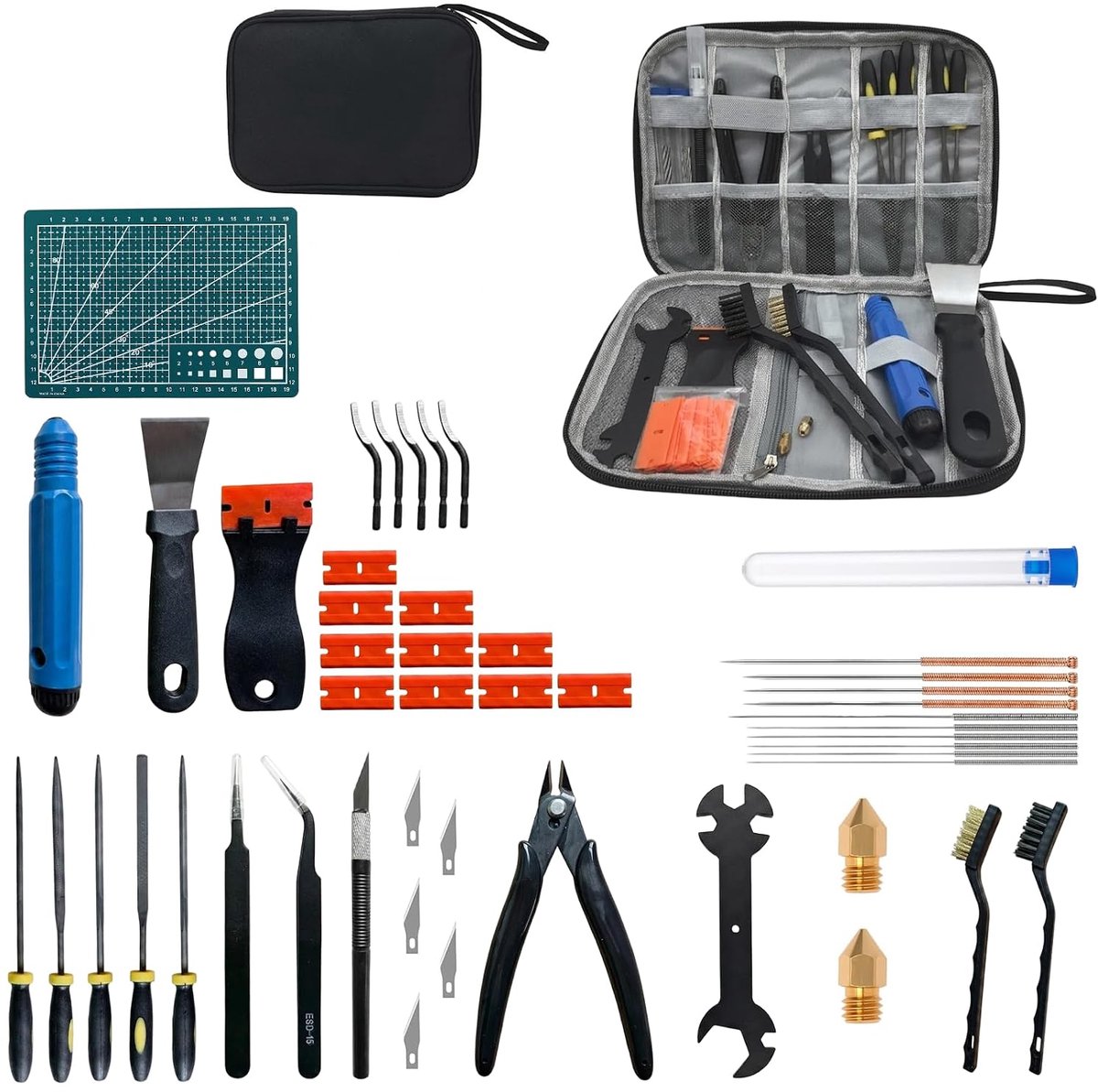 3D printer accessoires set 48-delig - gereedschap en schoonmaakset - inclusief deburringsgereedschap en pincet - ShopVlot