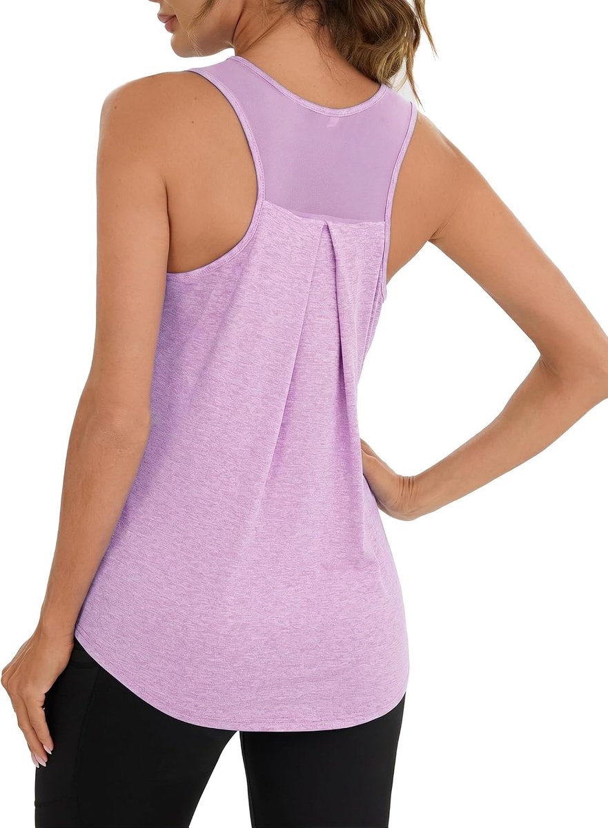 Sport-T-shirt voor dames, mouwloos, tanktop voor fitness, tanktop voor de zomer, chique en elegant, yoga-tops, ademend