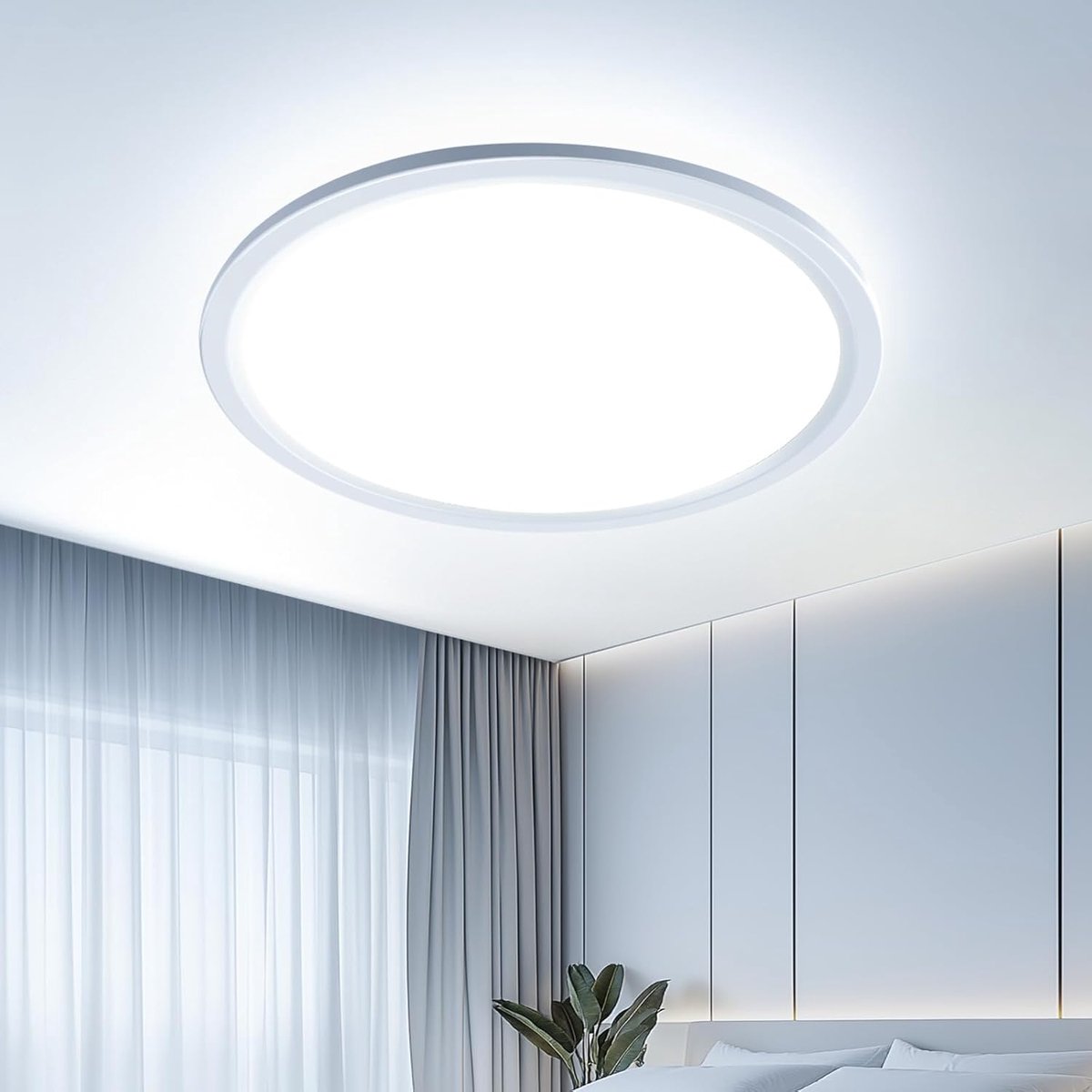 EAGLE Led-plafondlamp, rond, 40 cm, 6500 K, 48 W, 4800 lm, wit | 40 x 40 cm, koudwit, led-kroonluchter, moderne kroonluchter voor slaapkamer, woonkamer, keuken, badkamer, garage