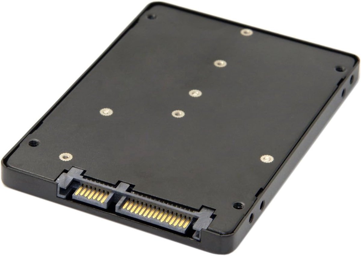 B+M Socketsleutel 2 M.2 NGFF (SATA) SSD naar 2,5 SATA adapterkaartadapter met metalen behuizing, zwart