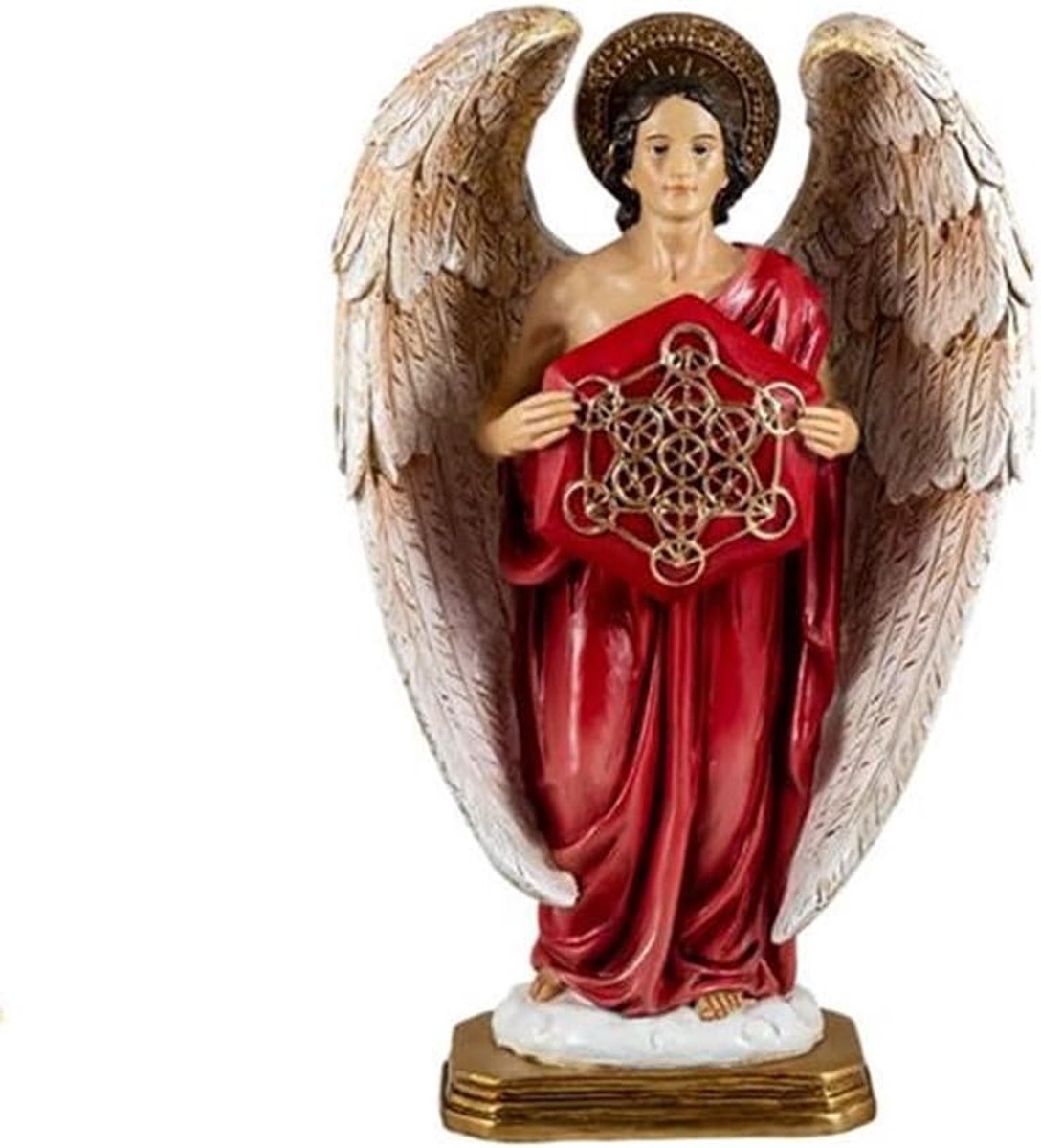 engel figuur 20 cm rode robe aartsengel mattatron metator afbeelding hars voet