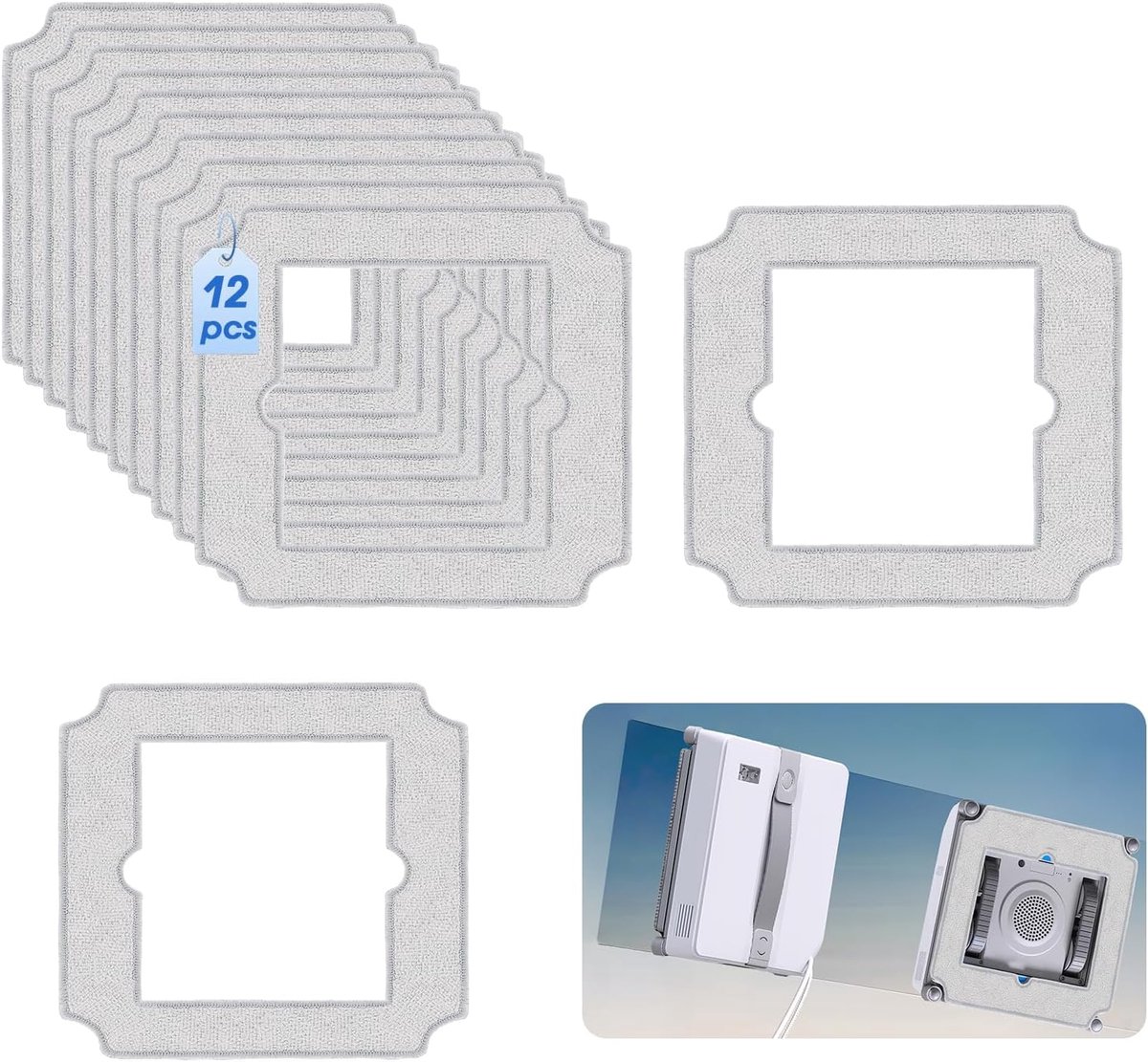 12 stuks Mini Reinigingsdoeken voor ECOVACS Winbot Mini Raamreinigingsrobot | Wasbare Microvezel Schoonmaakpad Reserveonderdelen Voor Ecovacs Winbot Mini W-CC02-0012