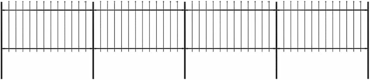 Dubbelstaafmattenhek, complete set tuinhek met decoratieve speerpunten staal, hoogte hekelement: 100 cm, metalen hek, hekmatten, montagematerialen inbegrepen, zwart