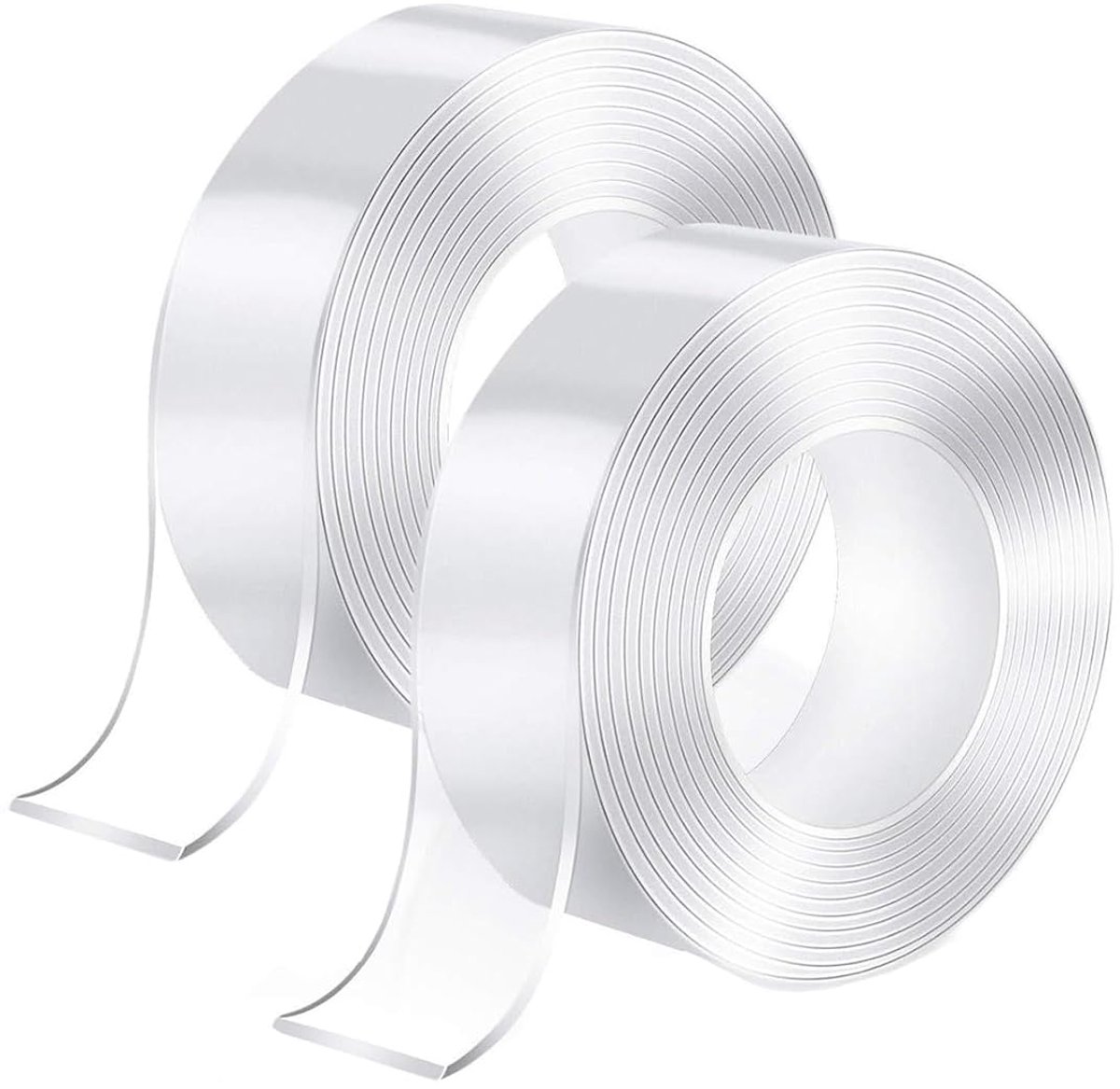 Dubbelzijdige tape extra sterk - 2 x 5 m rollen - transparant - ideaal voor posters en tapijten - SnelShoppen