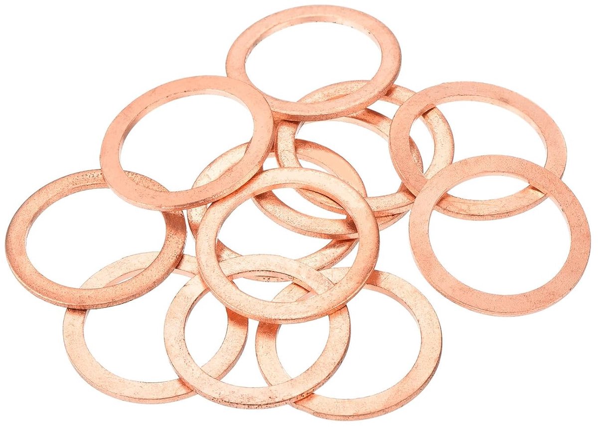 12 stuks platte koperen afdichtingen, 22 x 29 x 1,5 mm koper, platte metrische afdichtingen voor hydraulische fittingen, schroefbouten, moeren, elektronica-reparatie