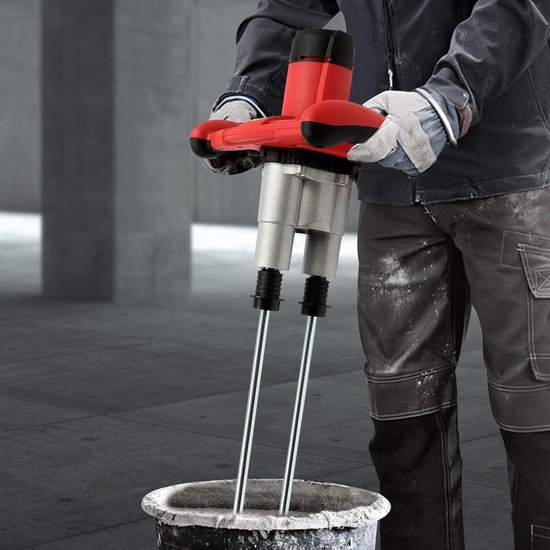 Dubbele Staaf Mixer - Mortel Mixer - Materiaal Mengen - 6 Snelheden Instelbaar - 1800 W - Rood — afbeelding 2
