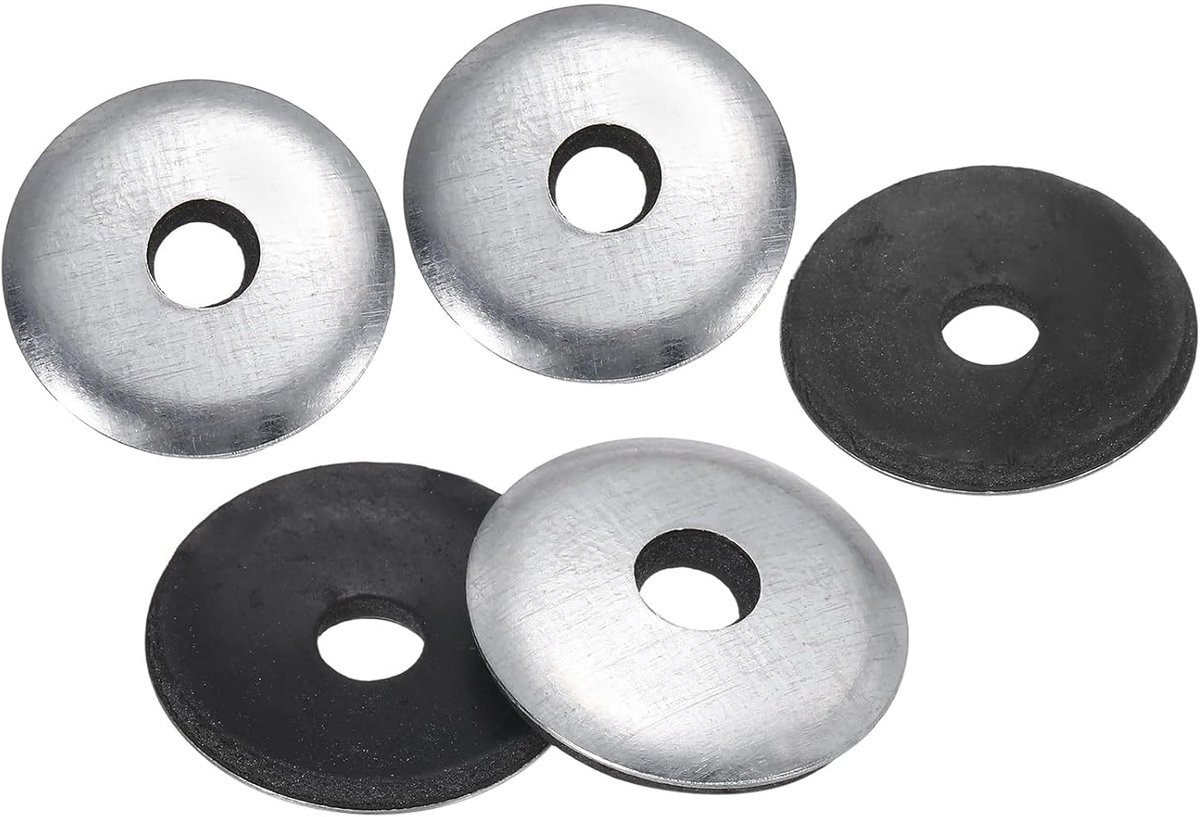 Afdichtingsringen, 100 stuks 1/4 inch x 1 inch, 304 roestvrij staal, verzinkt, EPDM-gebonden neopreen afdichtringen voor schroeven en bouten, zilver en zwart