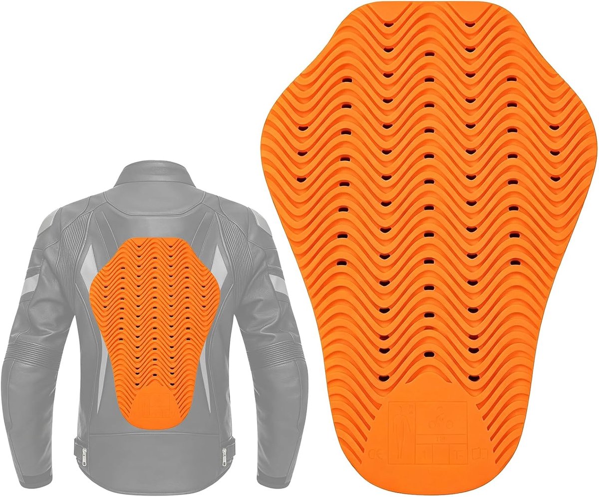 Rugbeschermer voor motorfiets, 40 x 29 cm, rugbeschermer inzetstuk, afneembare gecertificeerde rugbeschermers, ademende rugbeschermers voor skiën, voor rijbescherming, fietsen, oranje