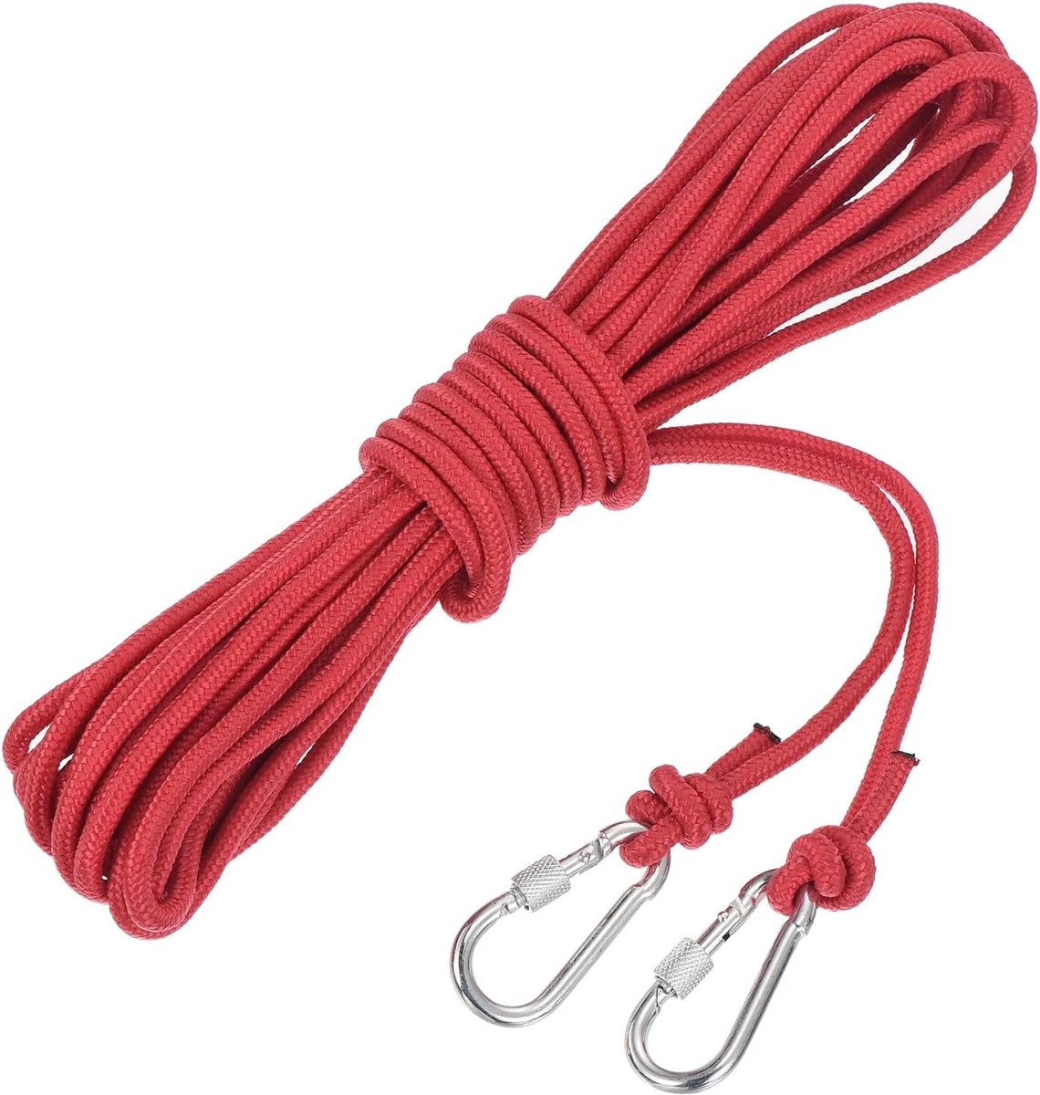 Touw van gevlochten polypropyleen kabel met haken, 1/4 inch (1/4 inch), drijvende spaken, nylon voor anker, boten, zwembad, marine, rood