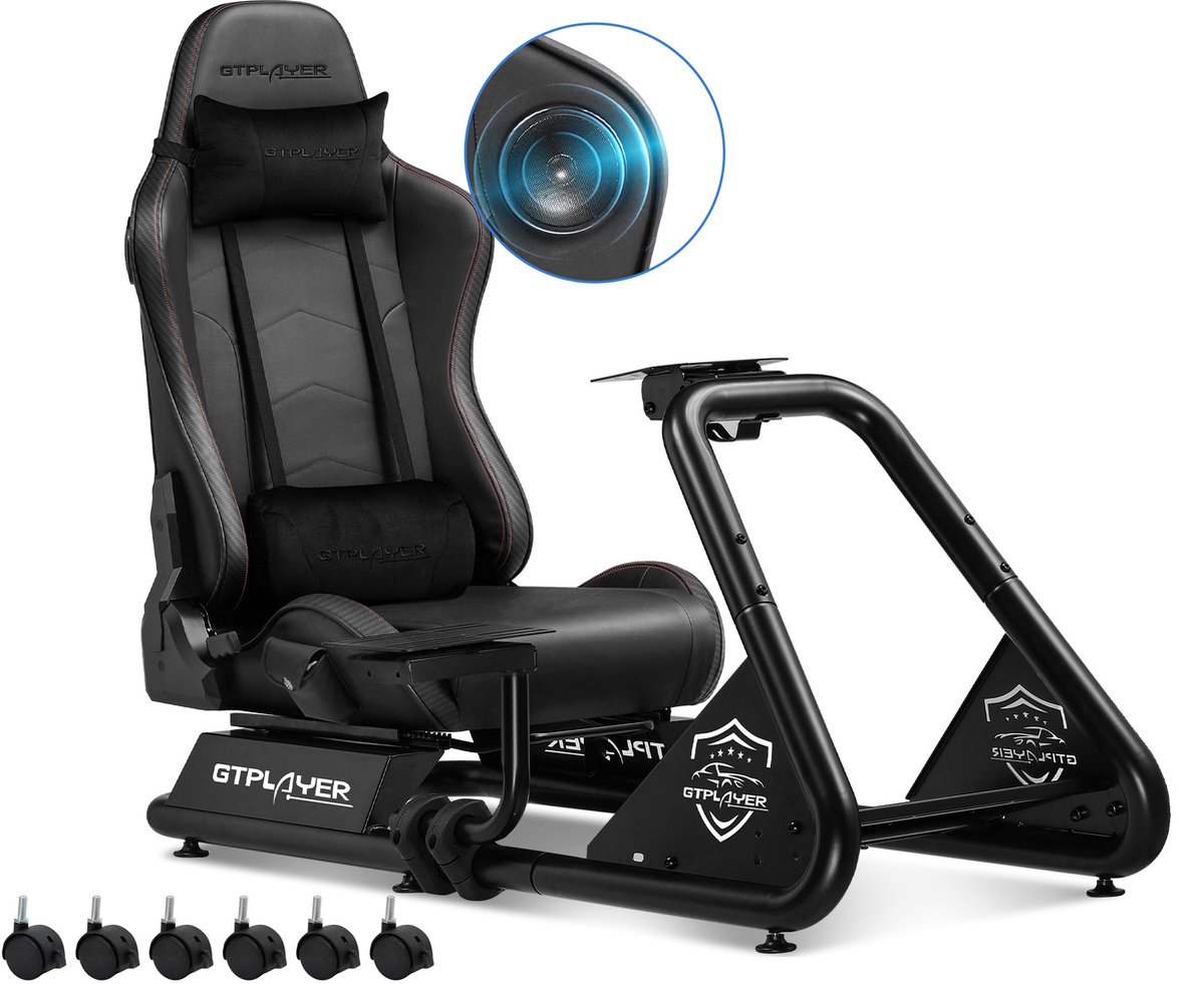 Mura Racestoel - Sim Racing Cockpit - Stuurstandaard - Ingebouwde Luidsprekers - Compatibel Met PC - Verstelbare - Zwart