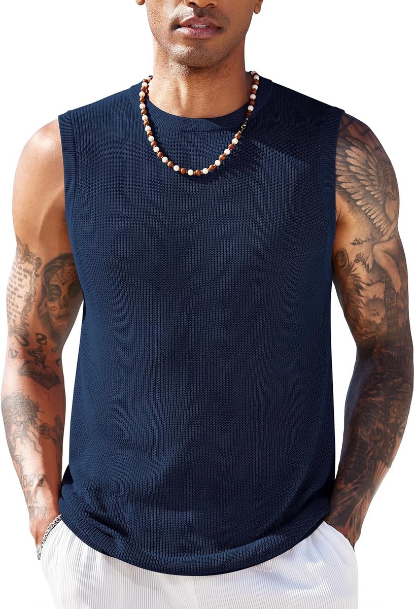 Heren Tanktop Mouwloos Zomer Muscle Shirt Fitness Gym Gebreid Mannen Hemdje