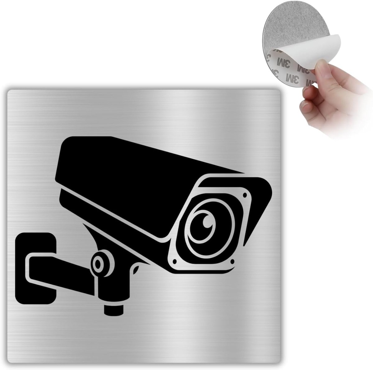- 10x10 cm - Aluminium - Inbraakpreventie Zone | Plaat Camerabewaking Buiten, Aanduiding Dieven Afschrikken, Wandbord Cameratoezicht, Zelfklever Tegen Diefstal Inbraak