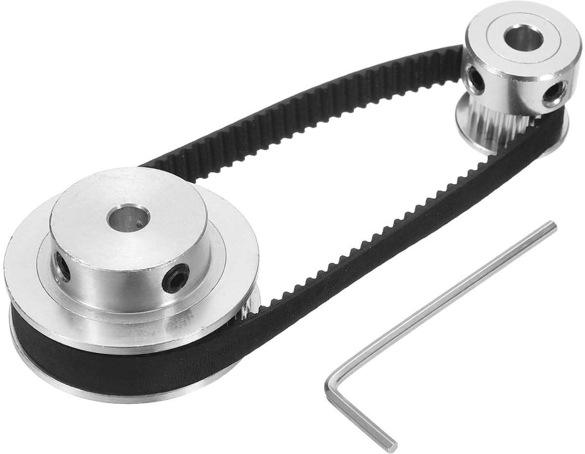 GT-2 synchrone wiel 20 & 48 tanden 5 mm gat, tandriemschijf van aluminiumlegering met 1 stuk lengte 200 mm breedte 6 mm riem voor 3D-printer, CNC-machine (20-48T-5B-6)
