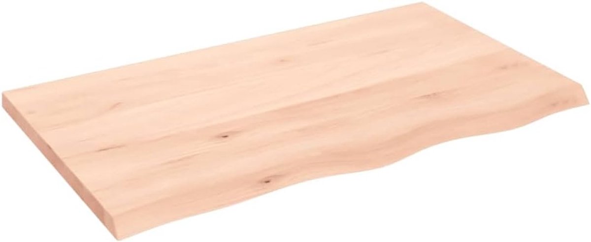 Wandplank, 100 x 60 x 4 cm, onbehandeld massief eiken hout, foto-rekken, boekenhangplank voor slaapkamer, woonkamer en keuken, thuiskantoor decor plank
