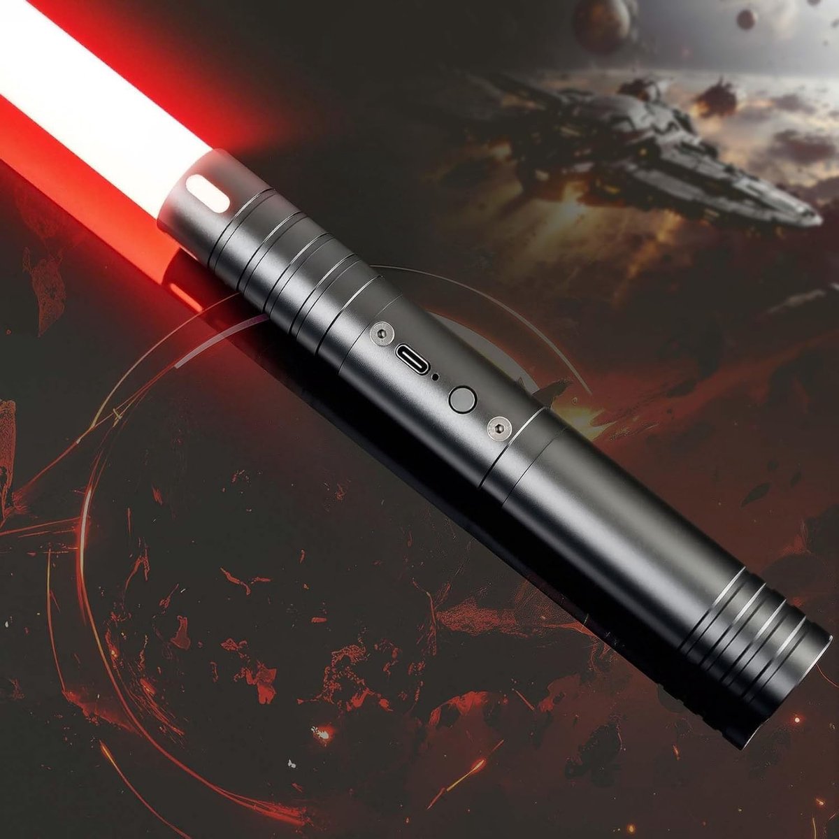 Kinderen, Lightsaber met RGB 15 Kleuren, Dubbele Lichtzwaard met 4 Modi en Geluiden, USB-C Opladen Laser Zwaard, Light Saber for Kids rollenspel Kerstcadeau (Zwart 1PC)