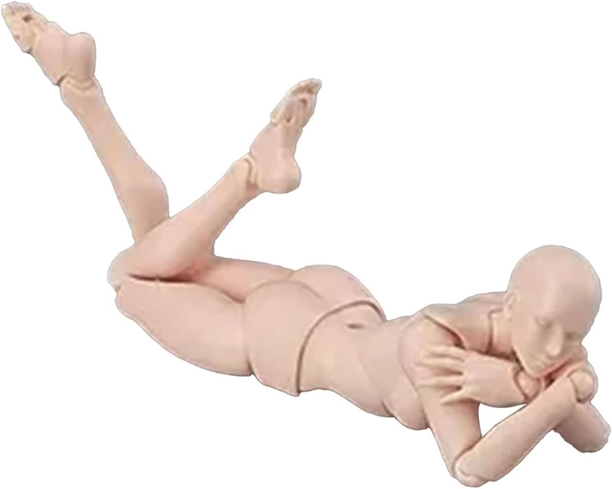 PVC ACTION FIGURE BODY, Zeer Verstelbaar, Antislipbasis, Ideaal voor Schetsen en Fotografie (vrouw)