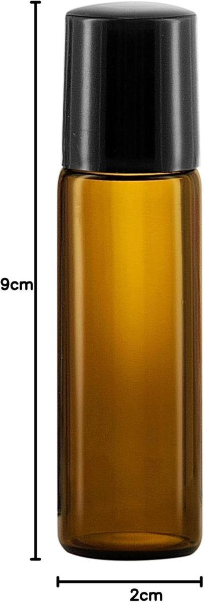 Oil Roll-On Bottles 5ml– Set of 5 Refillable Amber Glass Containers perfect for Aromatherapy - Perfume - Massage Oils - Ideal Travel Size with a Leakproof Design — afbeelding 4