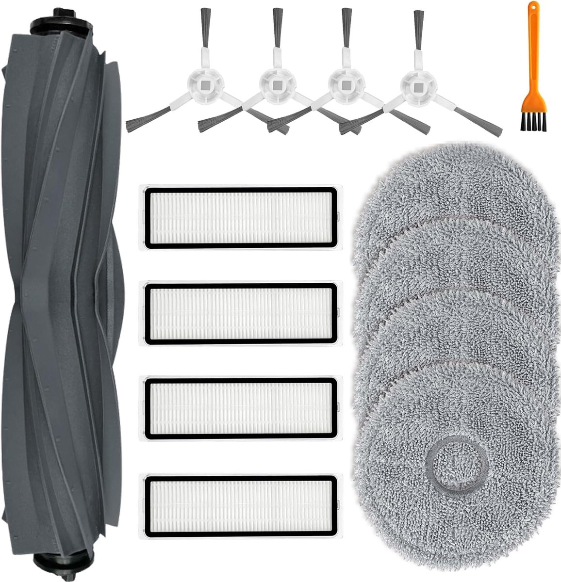 14 stuks accessoires compatibel met de Dreame L10s/L10 Ultra robotstofzuiger met 1 hoofdborstel, 4 schoonmaakdoeken, 4 filters, 4 zijborstels, 1 reinigingsborstel