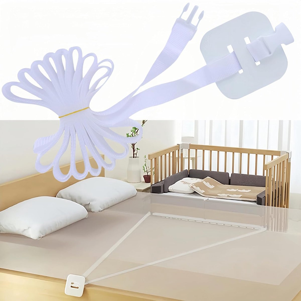 Babybedriem 8 m - witte bevestigingsriem - stevige bescherming - veilig voor uw baby - m-winkel