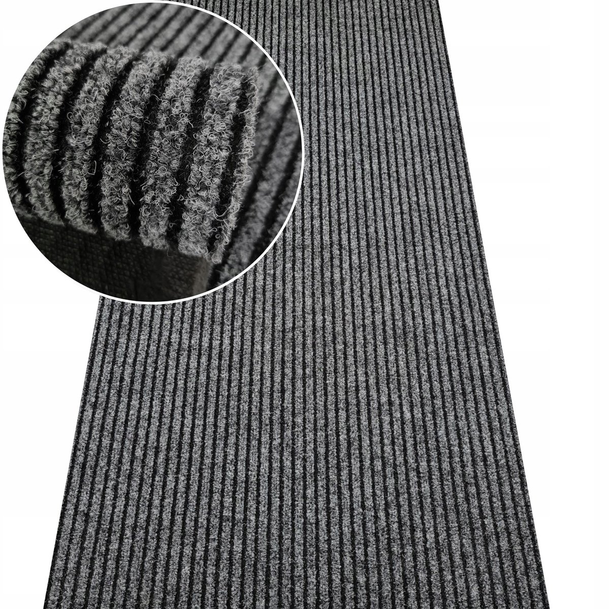 Merkloos Merkloze Instapmat op Maat - 200 cm Breed, Antislip, Grijze Ribbel