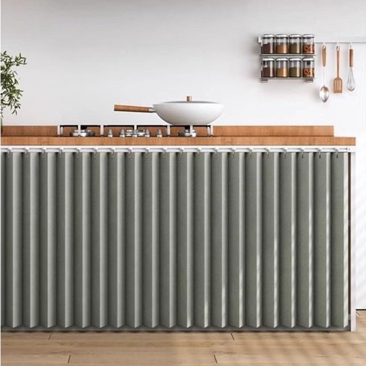 Keukenkast Gordijn - Kastdeur Gordijn - Keuken Decoratie - Stof- en Waterdicht - 140 x 100 cm - Grijs