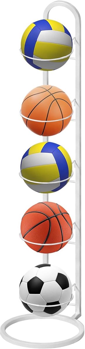 Ballhouder 5-staps - Ruimtebesparend - Robuuste opslag voor sportballen - Voor basketball, voetbal en volleybal - ShopVlot
