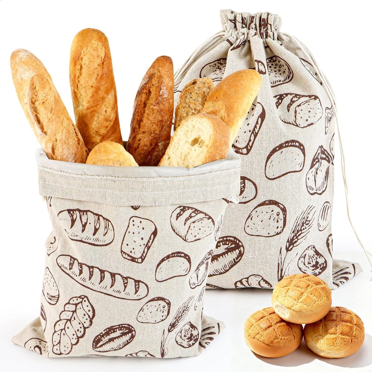 Broodopbergdoos - 2 Stuks Linnen met TPU Binnenvoering - Ademend en Vochtbestendig - Ideaal voor Vers Brood - ShopVlot