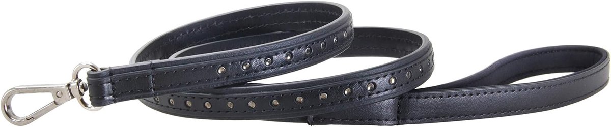BDSM Leash 1 meter - Zwart leer - Met strass elementen - Optimale grip en comfort - ShopVlot